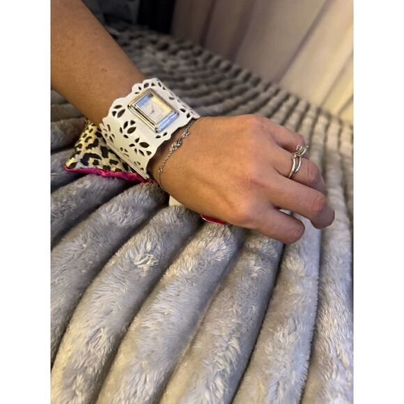 Betsey johnson white filagree lace gothic watch